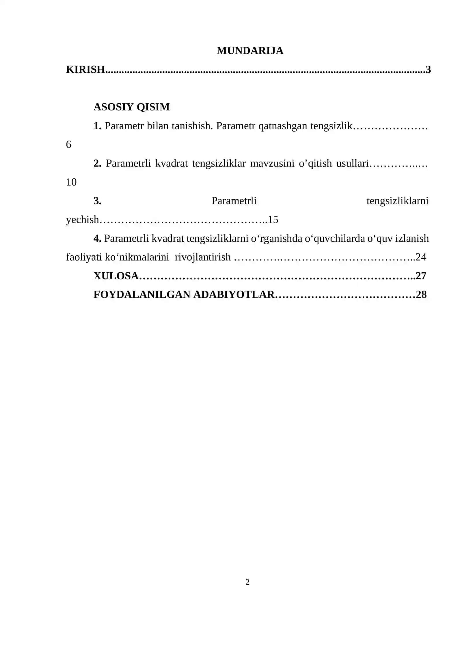 PARAMETRLI KVADRAT TENGSIZLIKLAR 2