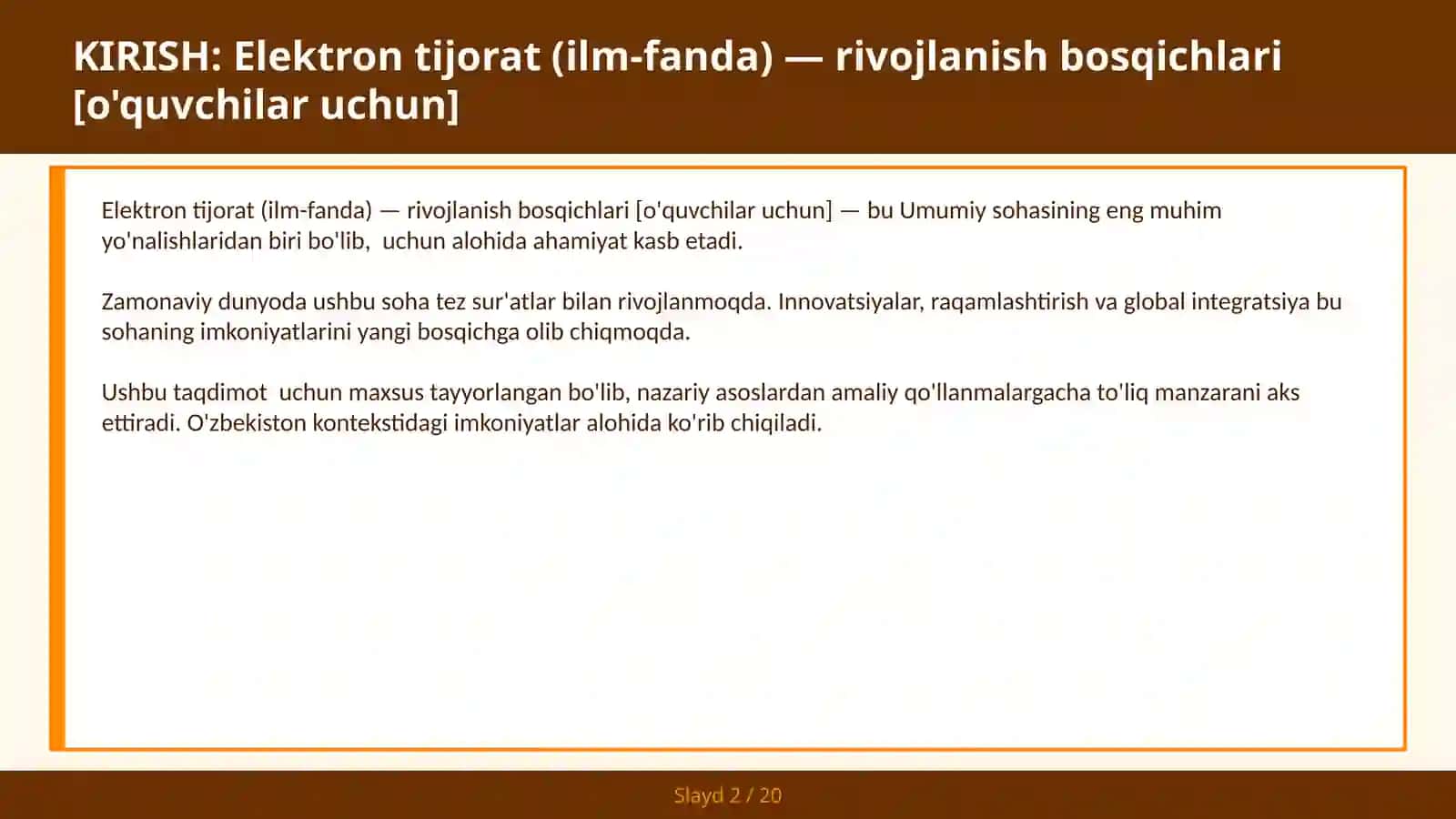 Elektron Tijorat (Ilm-fanda) - Rivojlanish Bosqichlari [O'quvchilar Uchun] 2