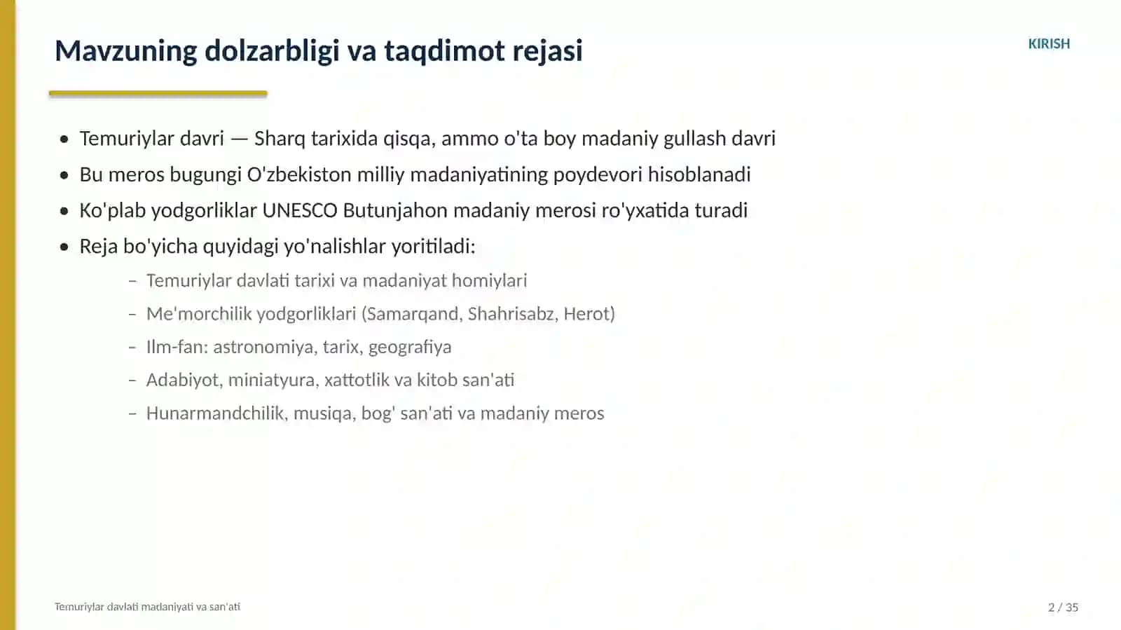 Temuriylar davri madaniyati va san'ati tarixi 2
