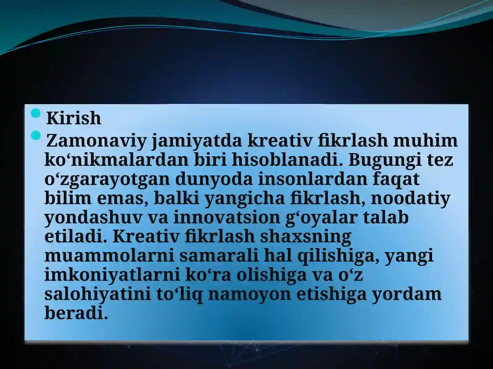 Kreativ fikrlash 2