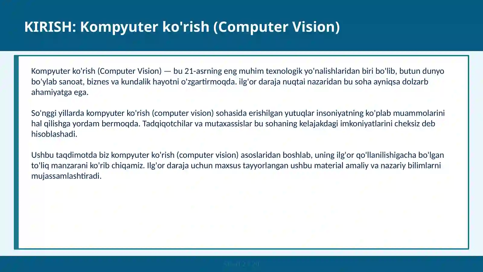 Kompyuter ko'rish (Computer Vision) 2