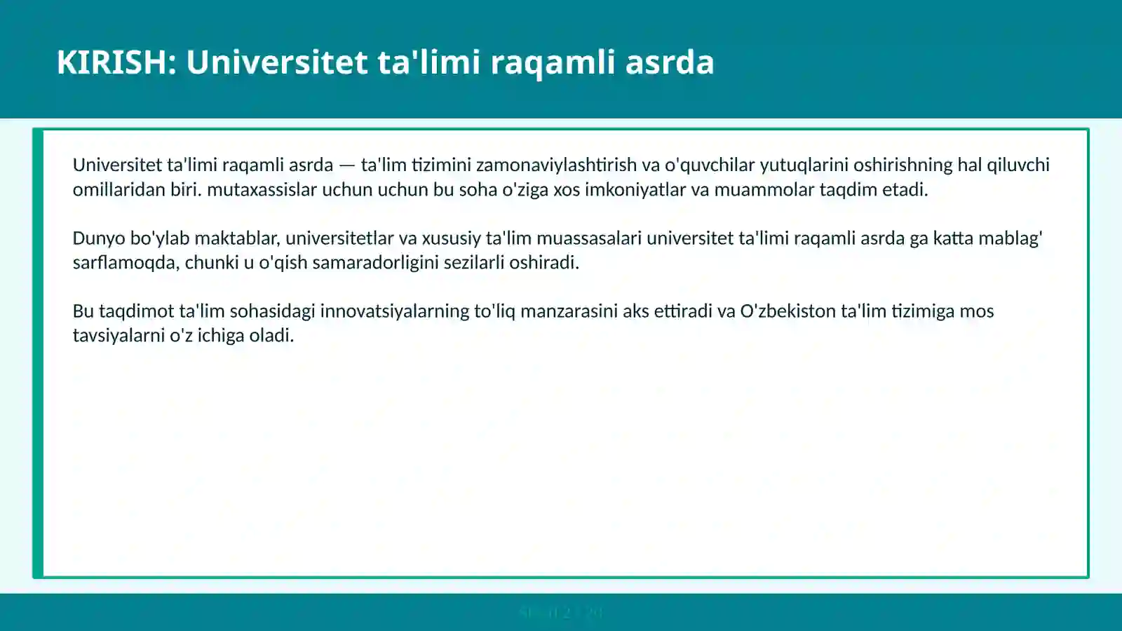 Universitet Ta'limi Raqamli Asrda 2