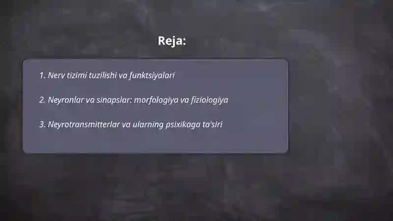 Psixikaning nerv-fiziologik asoslari. Insonlar va hayvonlar psixikasining rivojlanishi 2