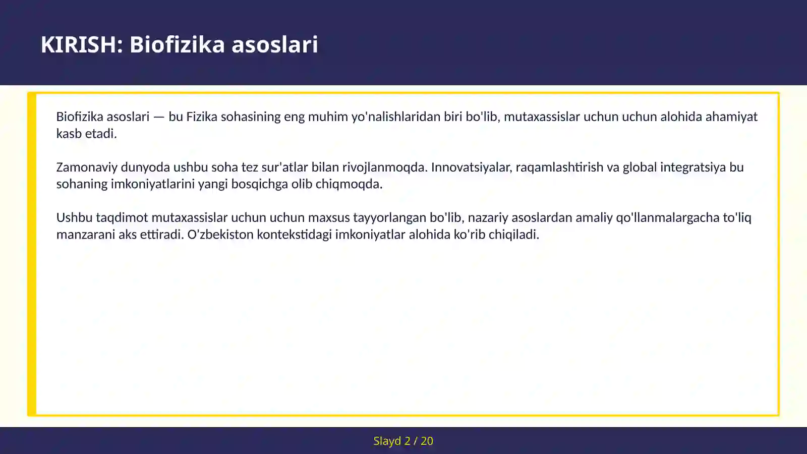 BIOFIZIKA ASOSLARI 2