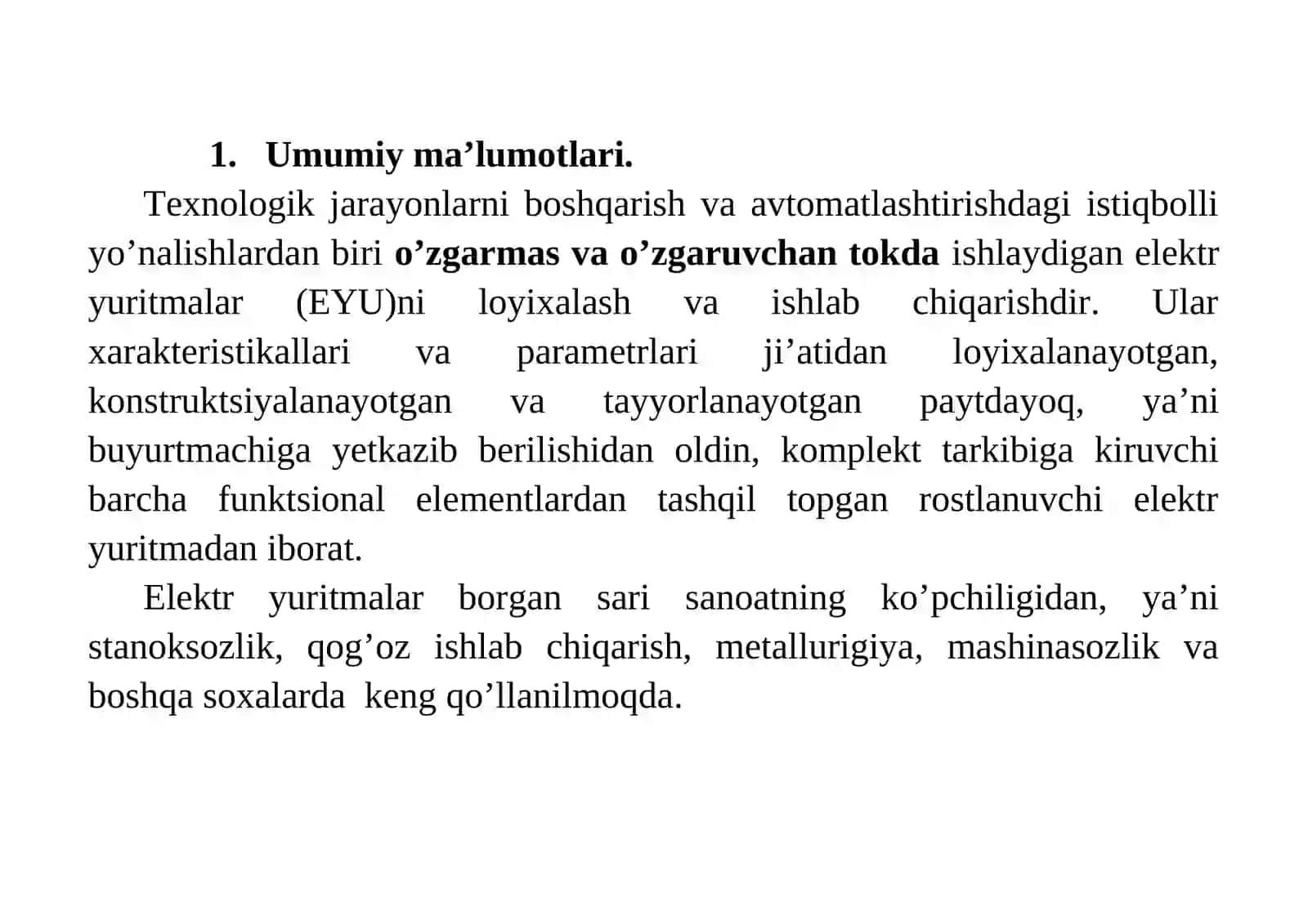 Еlektr yuritmalarga talablar 2
