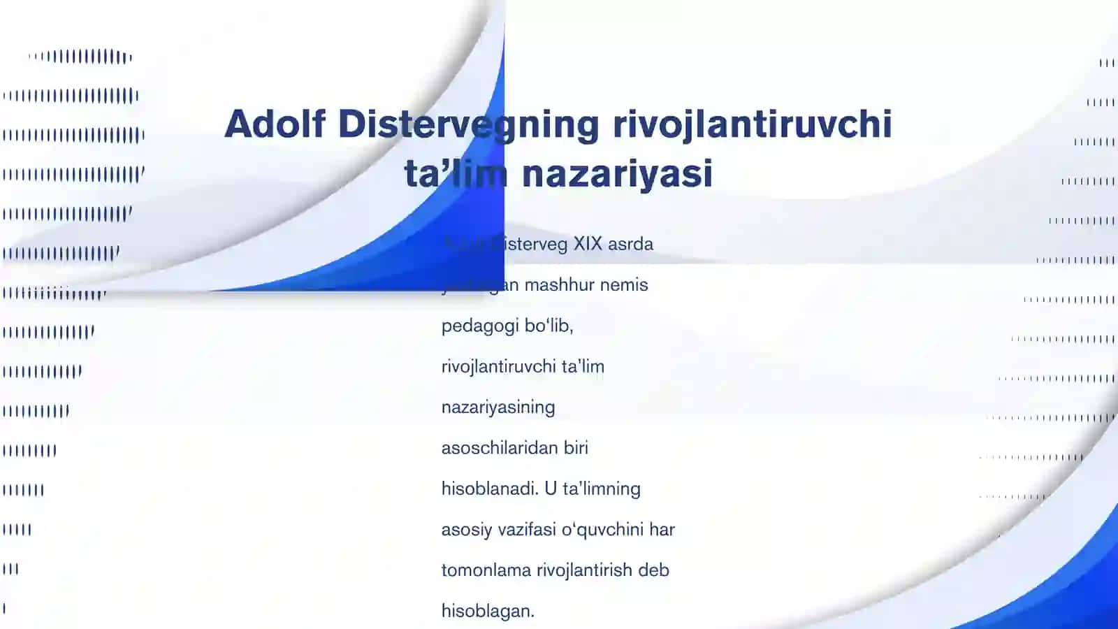 Adolf Distervegning rivojlantiruvchi ta’lim nazariyasi 2