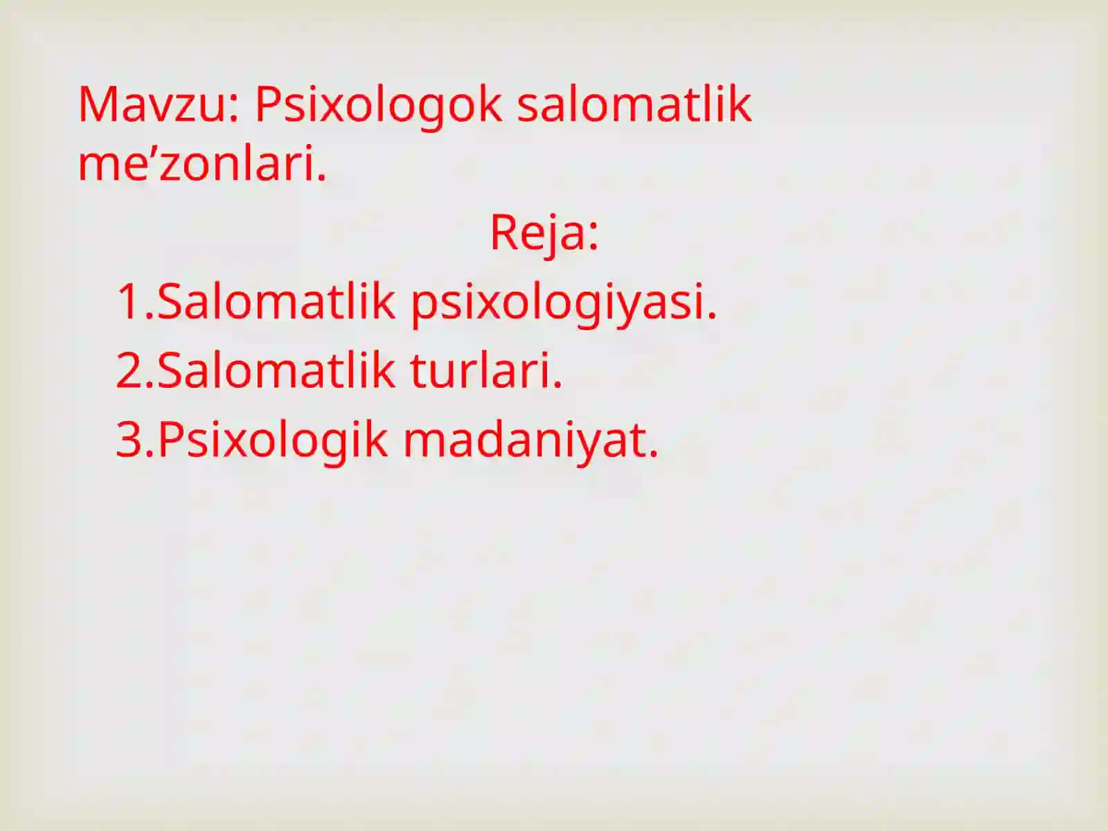 Salomatlik psixologiyasi 2