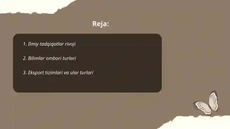 Bilim, bilimlar ombori va eksport tizimlari 2