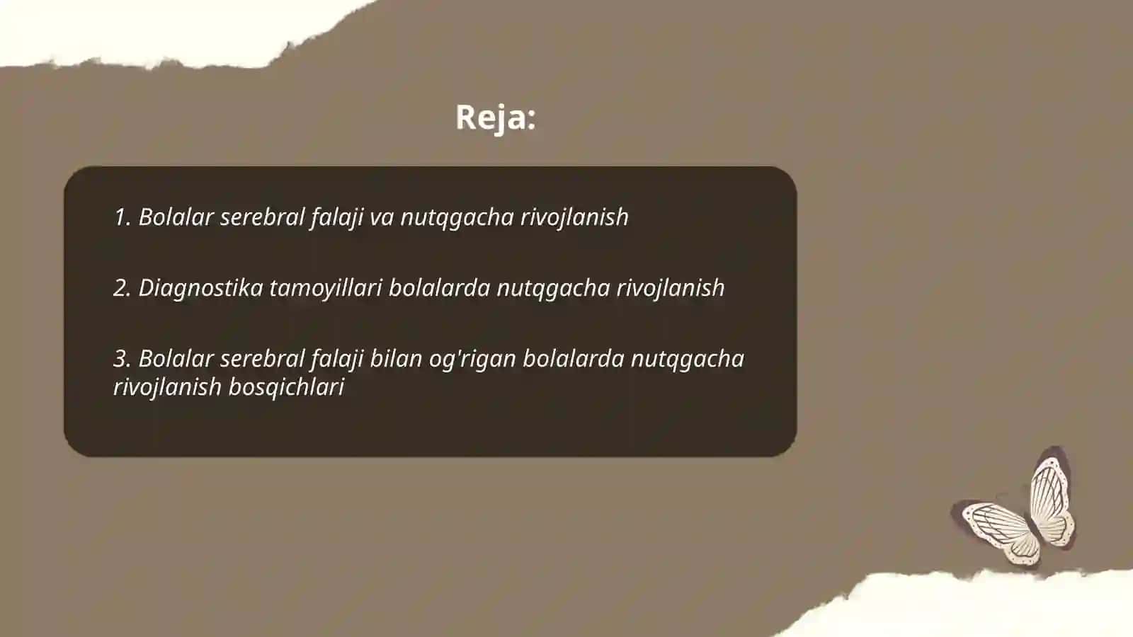Bolalar serebal falajiga ega bo'lgan bolalarda nutqgacha bo'lgan rivojlanishning tashxisi 2