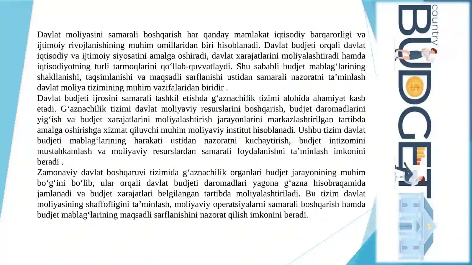 Gʻaznachilik organlari faoliyatini tashkil etish va ularning budjet tizimidagi roli 2