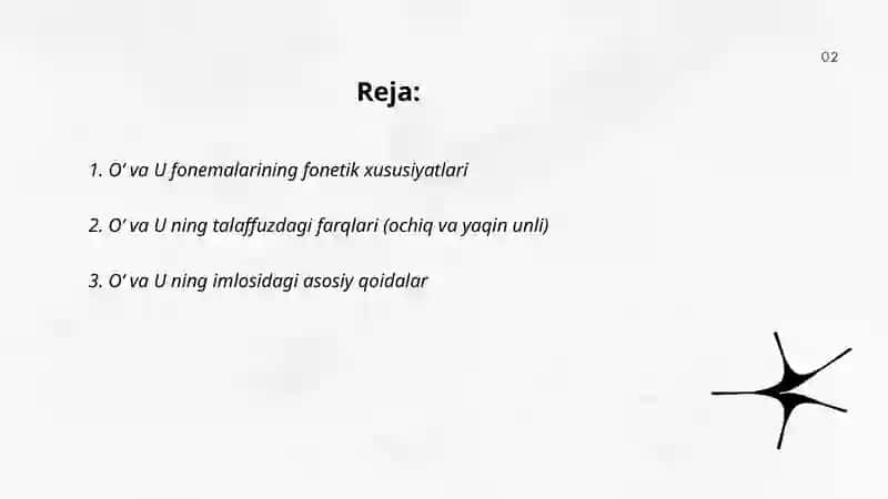 Oʻ va U unli fonemalarining imlosi va talaffuzi 2
