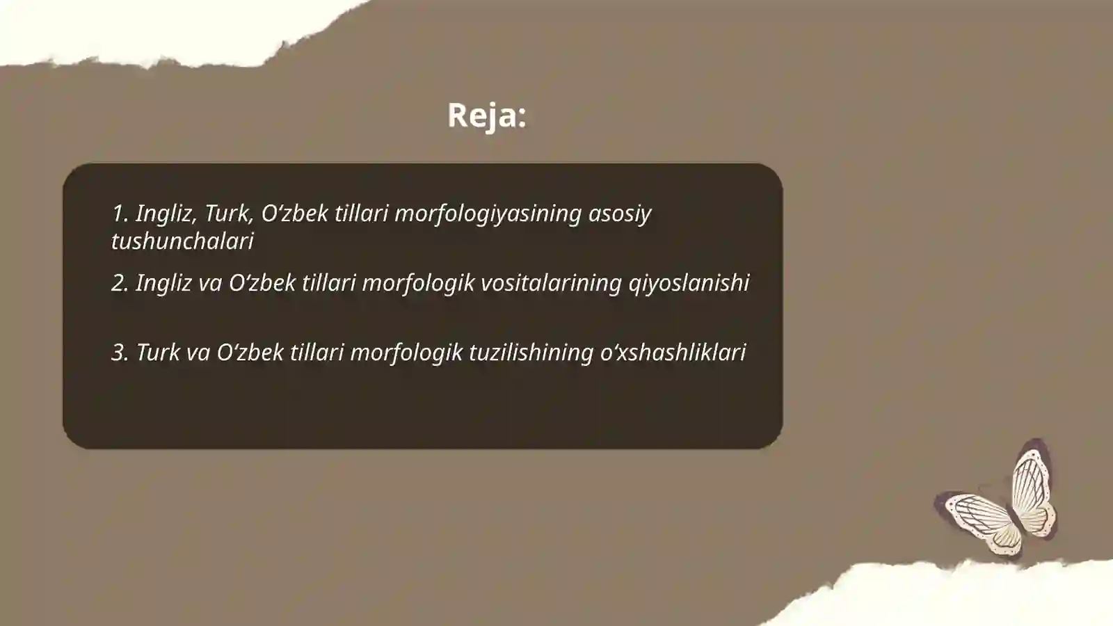 Ingliz, Turk, o’zbek tilini 4 ta sath bo’yicha qiyoslash 2