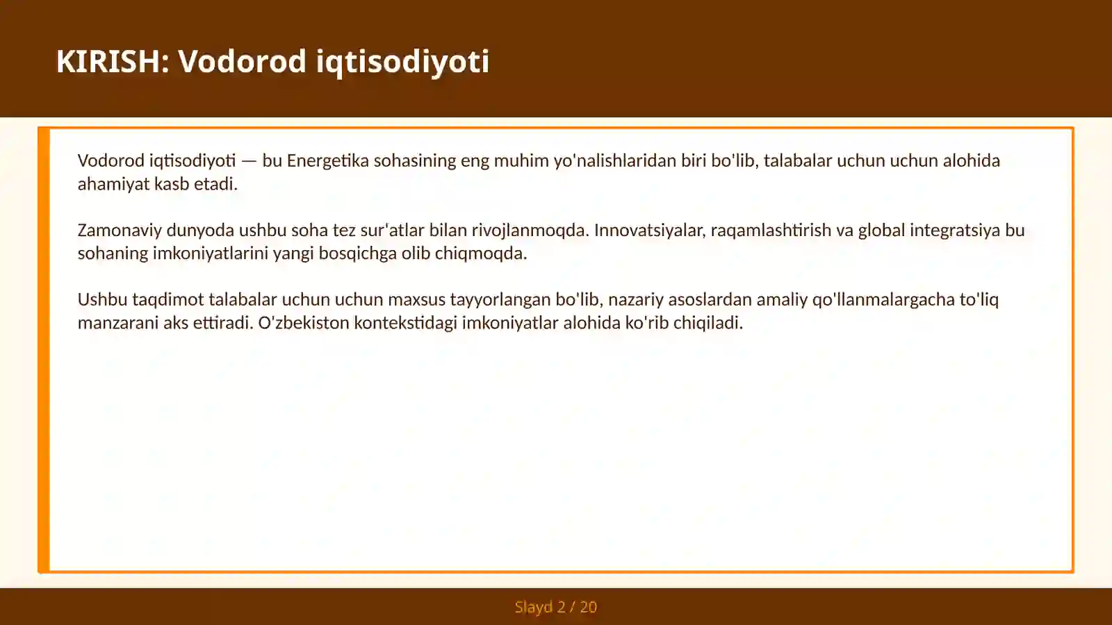 VODOROD IQTISODIYOTI 2