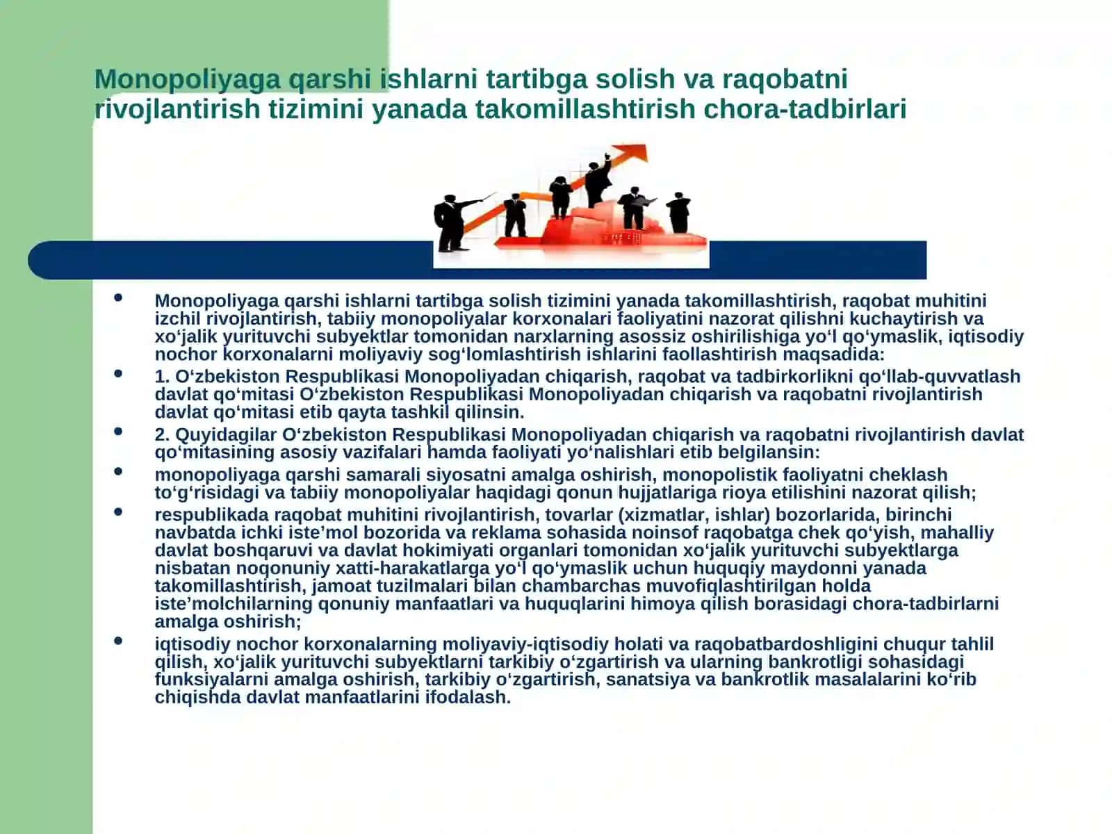 Monopolistik faoliyatni cheklash bo`yiha davlatning chora tadbirlari 2
