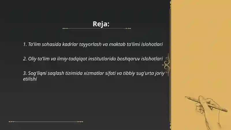 Yangi O‘zbekistonda men tanlagan sohada amalga oshirilayotgan islohotlar 2