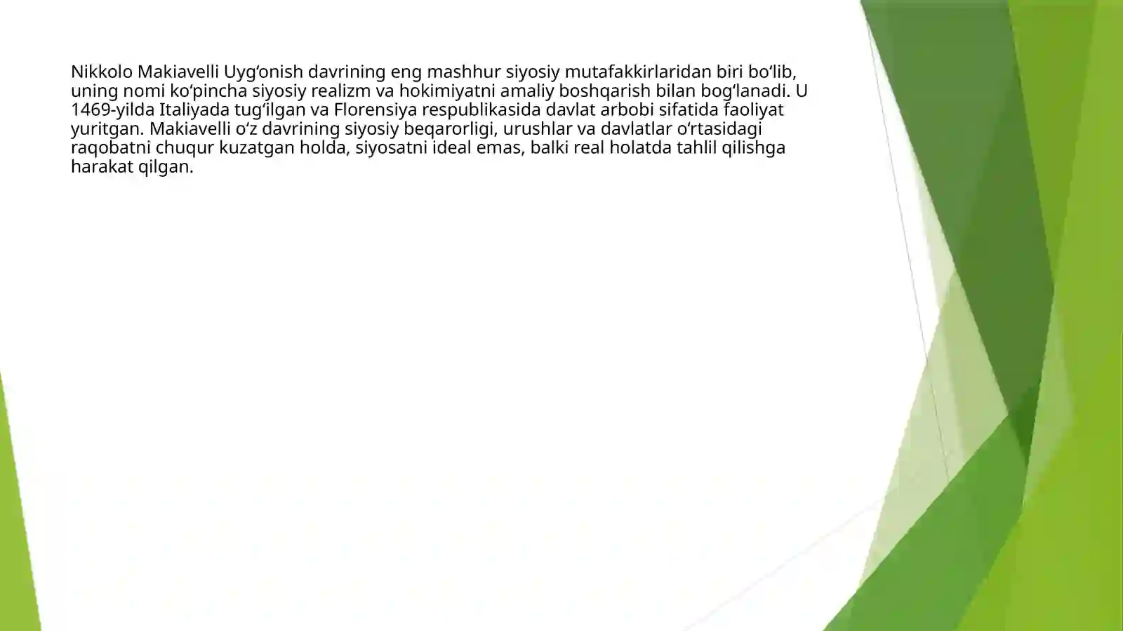Makiavellining "Xukmdor" asari boyicha 2