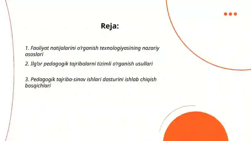 Faoliyat natiyjalarini o'rganish texnologiyasi 2