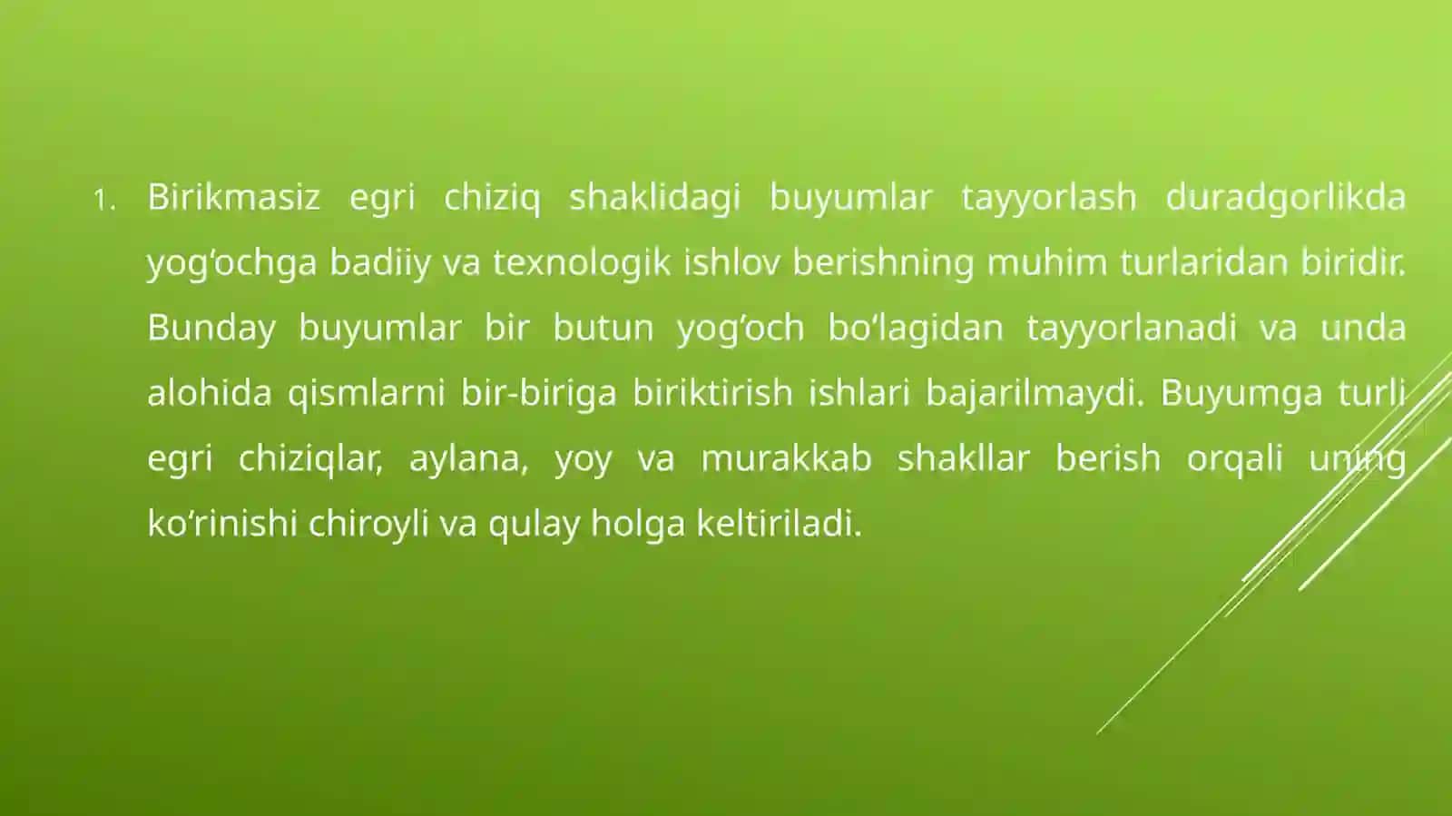 Birikmasi egri chiziq shaklidagi buyumlar tayyorlash texnologiyasi 2