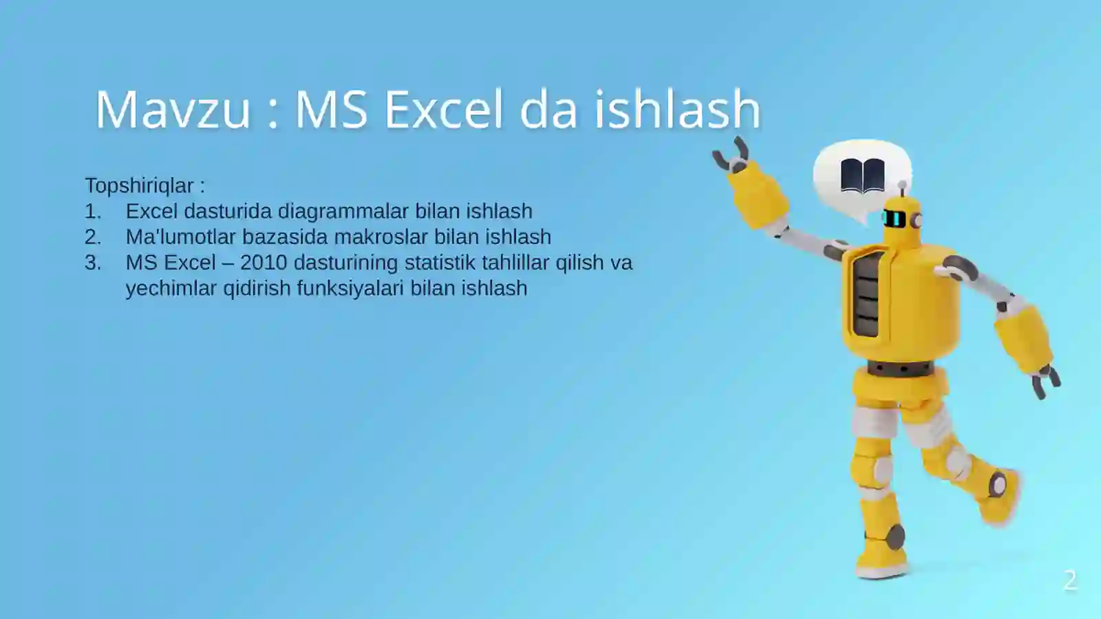 MS Excel da ishlash 2