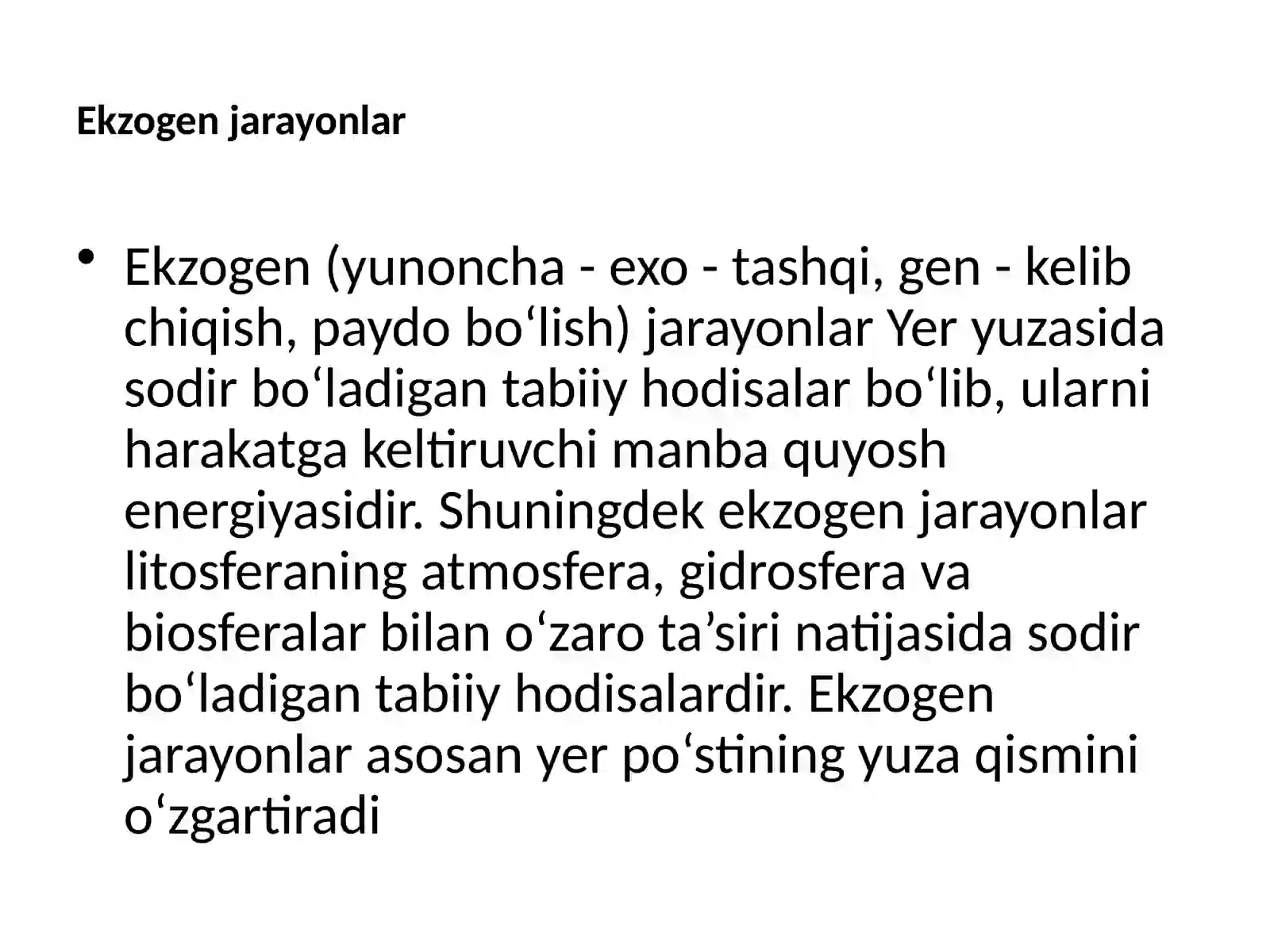 Katta iqlim o’zgarishi munosabati bilan ekzogen geologik sharoitlarni rivojlanishini bashorat qilish 2