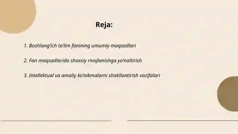 Boshlangʼich taʼlim fanining maqsad va vazifalari 2