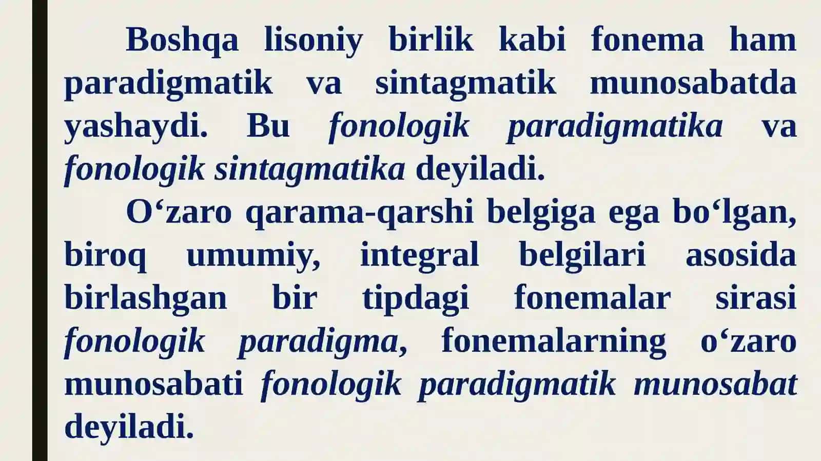 Fonemalar paradigmasi va fonologik ziddiyatlar 2