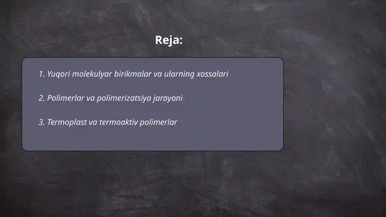 Yuqori molekulyar birikmalar 2