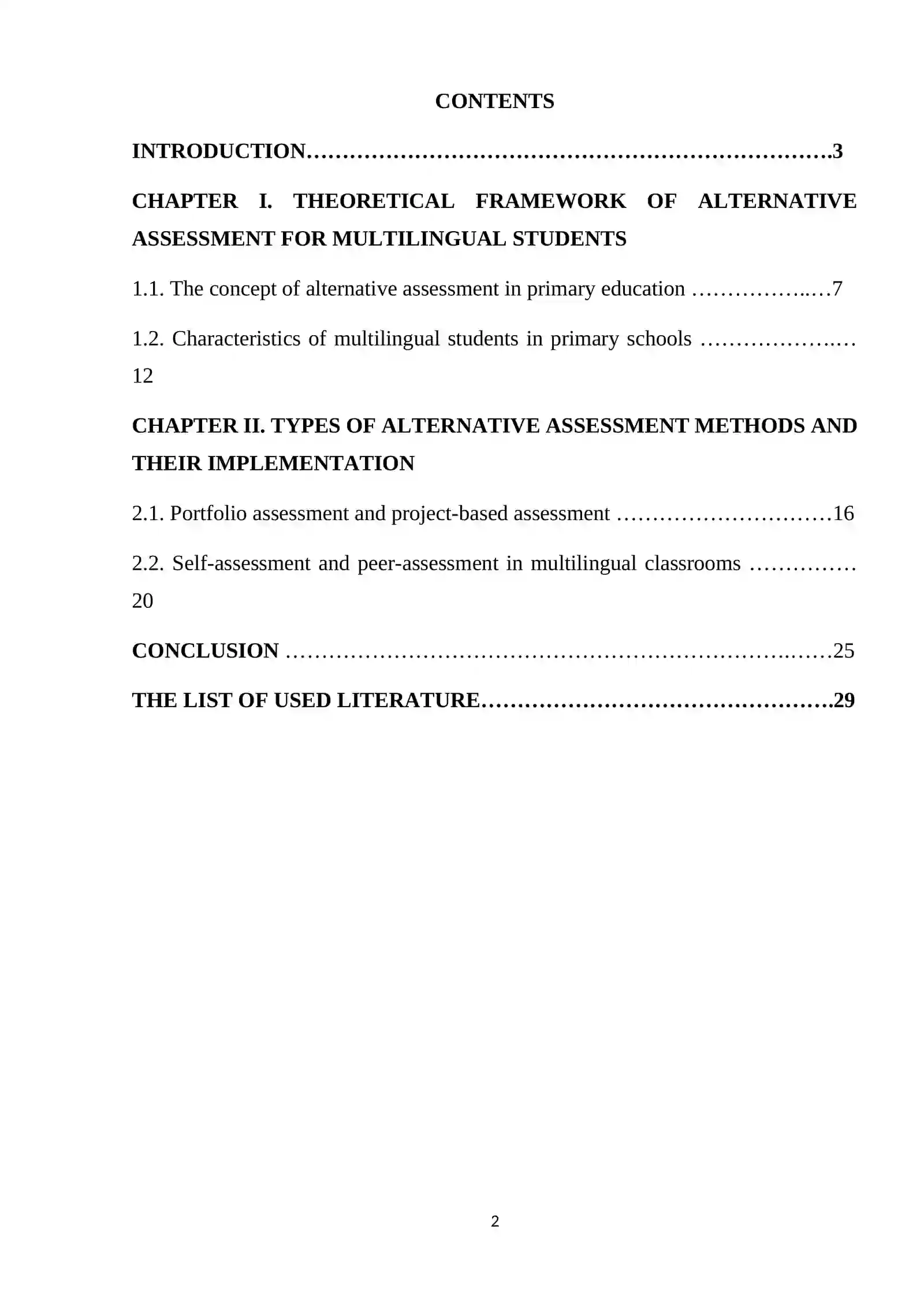 ALTERNATIVE ASSESSMENT METHODS FOR MULTILINGUAL STUDENTS 2