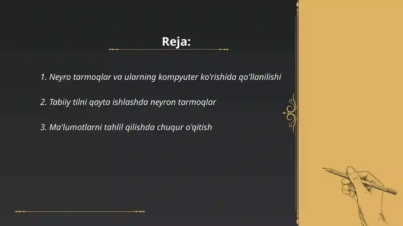 Neyro kompyuterlarning amaliyotda qo’llanilishi. Formal grammatika 2