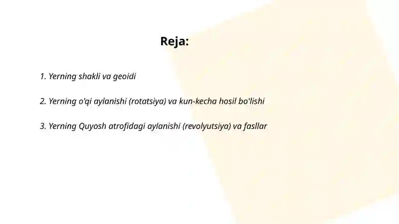 Yer shakli va harakati. Oy fazolari 2