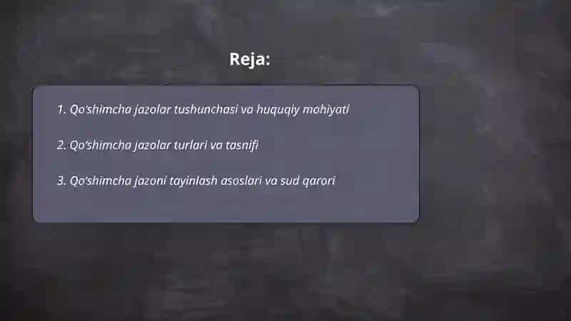 Qoʻshimcha jazolarni ijro etish tartibiva shartlari 2