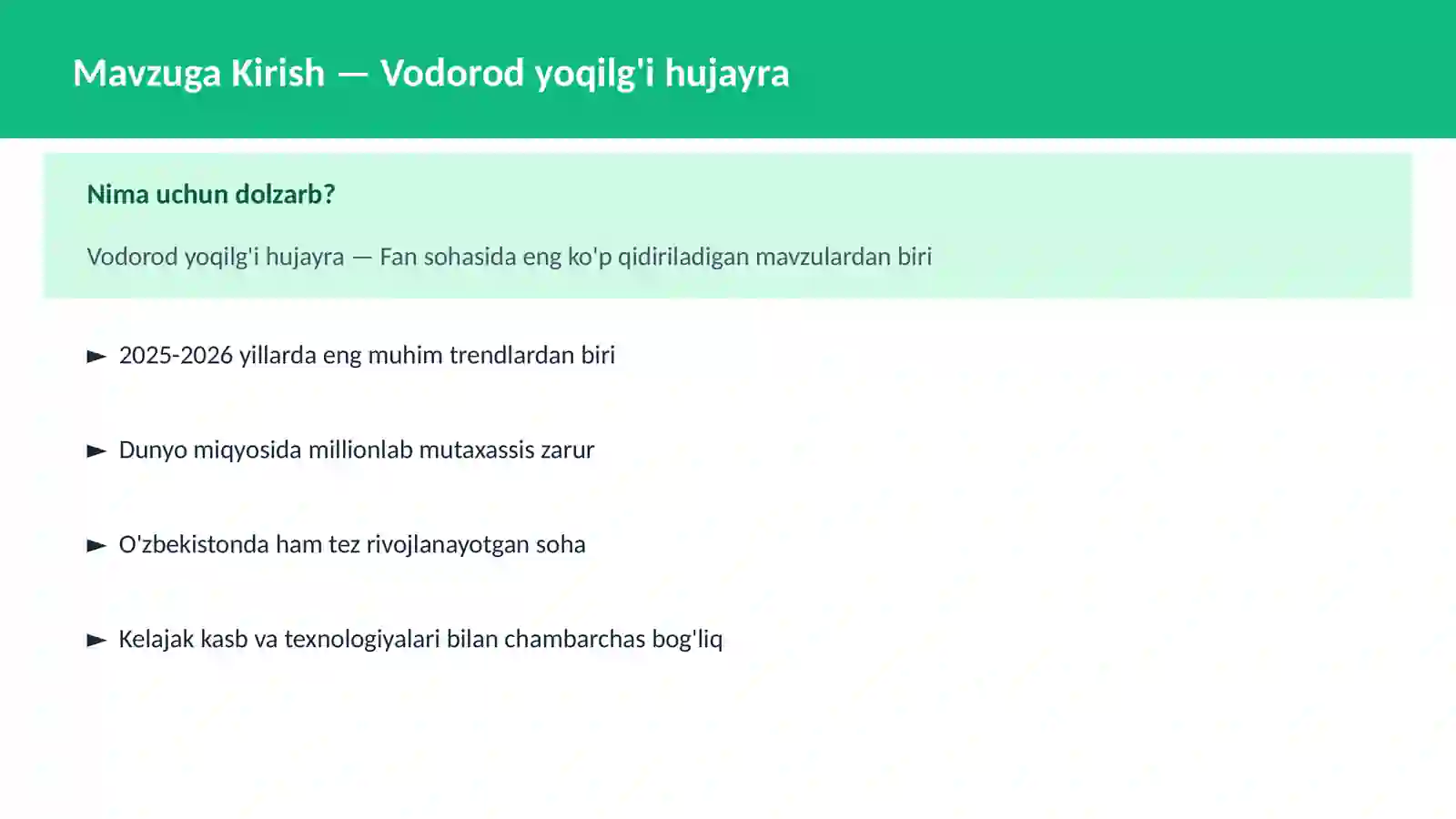 Vodorod yoqilg'i hujayra 2