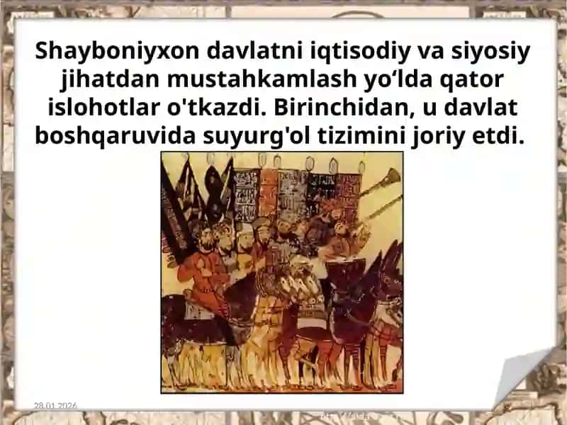 Shayboniyxonda davlatni iqtisodiy va siyosiy jihatdan mustahkamlash lohotlari 2