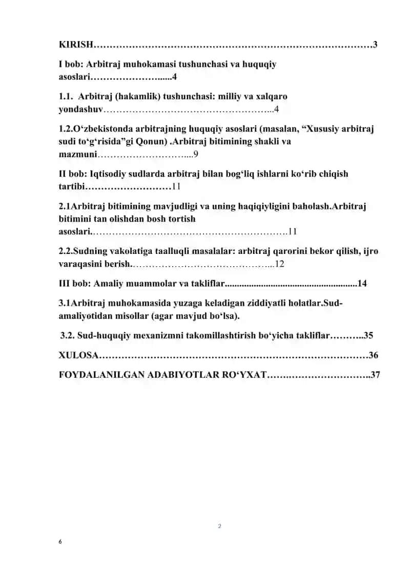 Iqtisodiy sudlarda arbitraj muhokamasi bilan boĝliq bòlgan ishlarni yuritish 2
