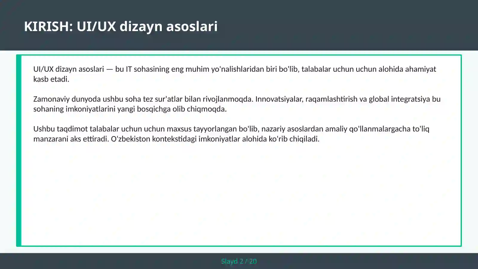 UI/UX DIZAYN ASOSLARI 2