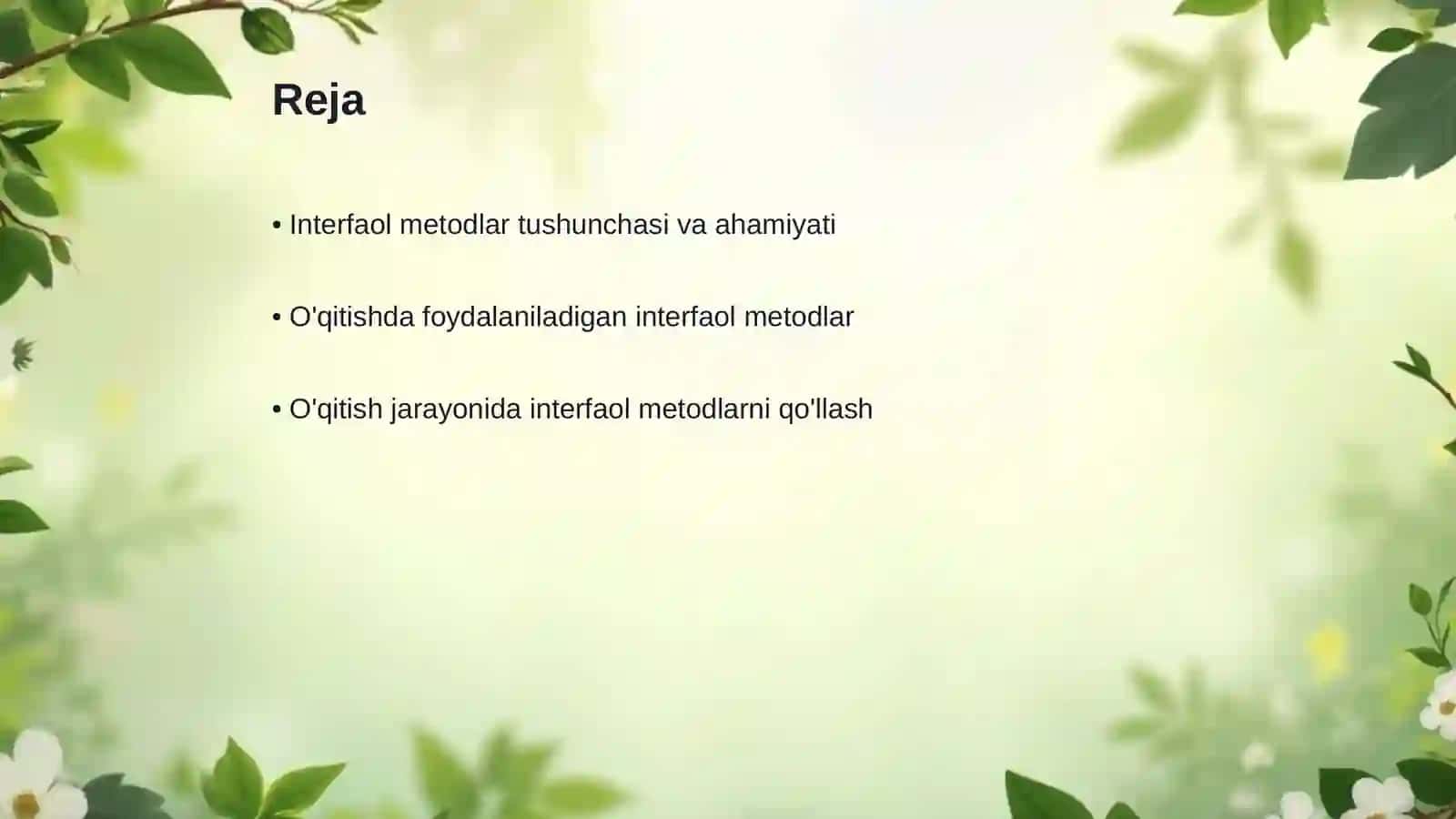 Texnologiya ta'limi nazariyasi va metodikasi fani uchun 10 ta interfaol metodni o'tkazish va tartibi 2
