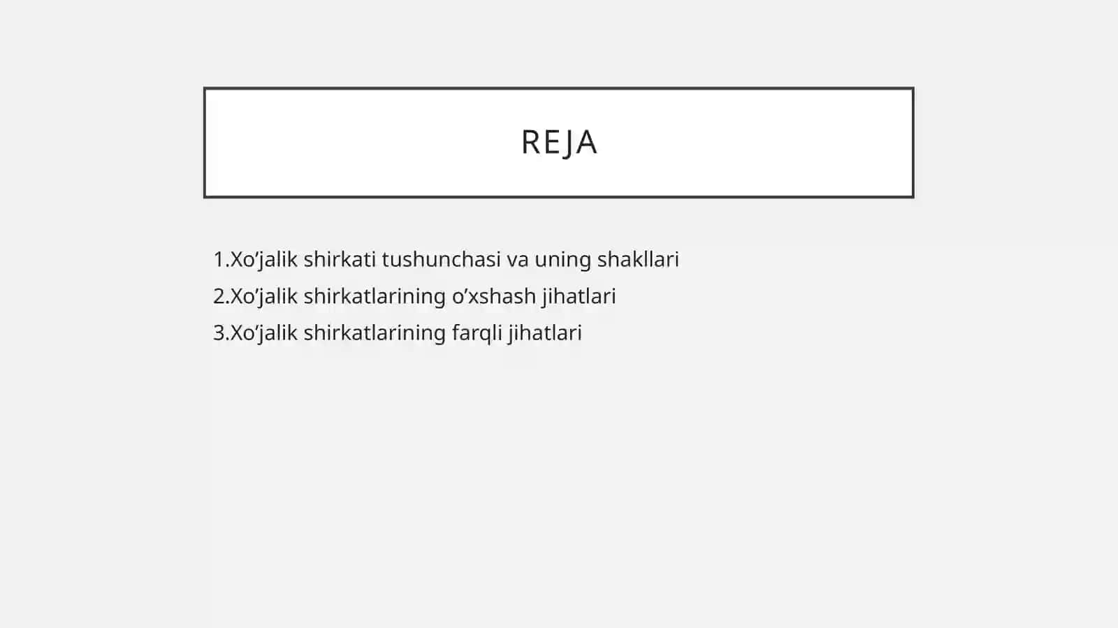 Xo’jalik shirkatlarining o’xshash va farqli jihatlari 2