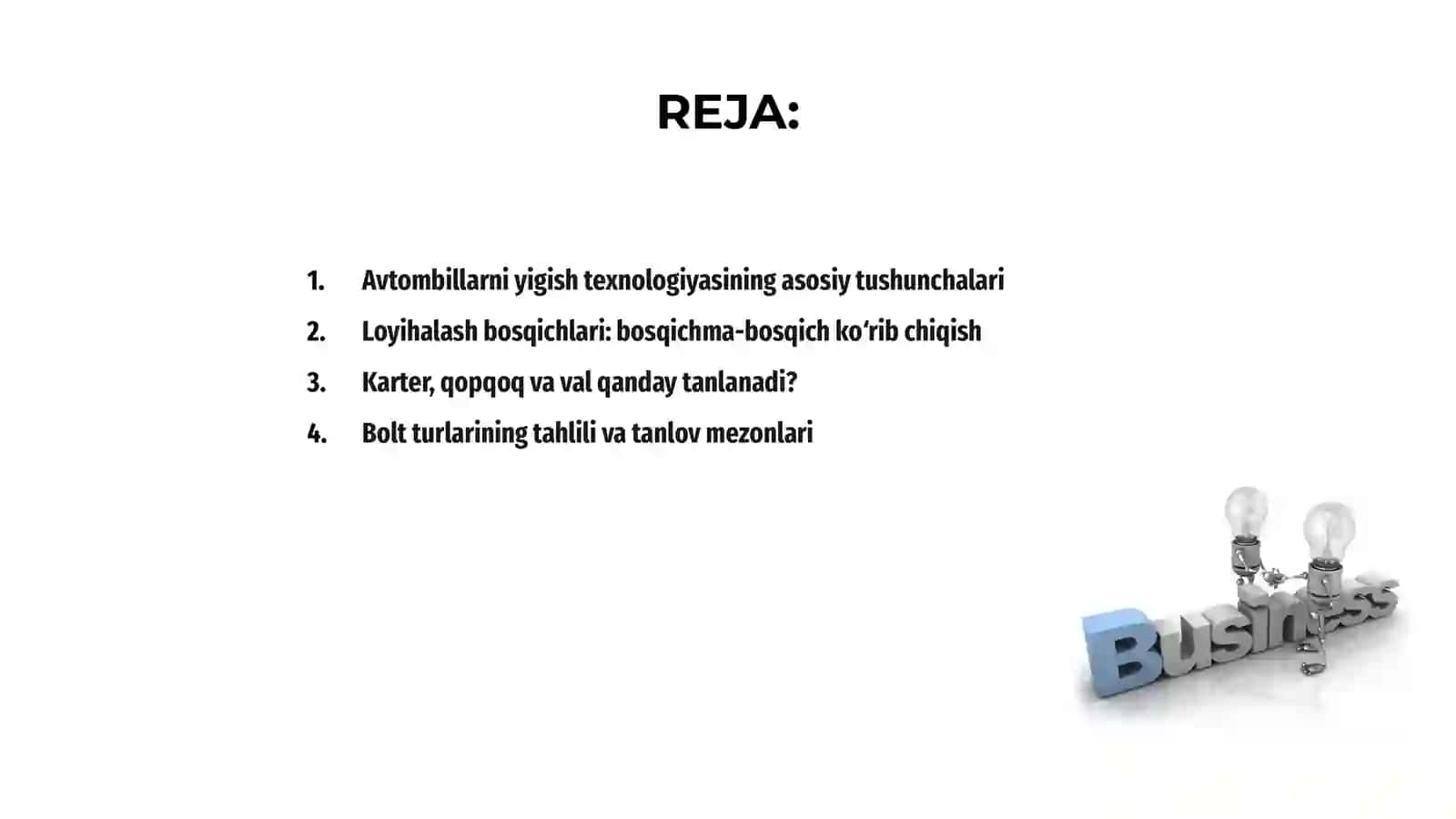 Avtombillarni yigish texnologiyasini loyihalash 2