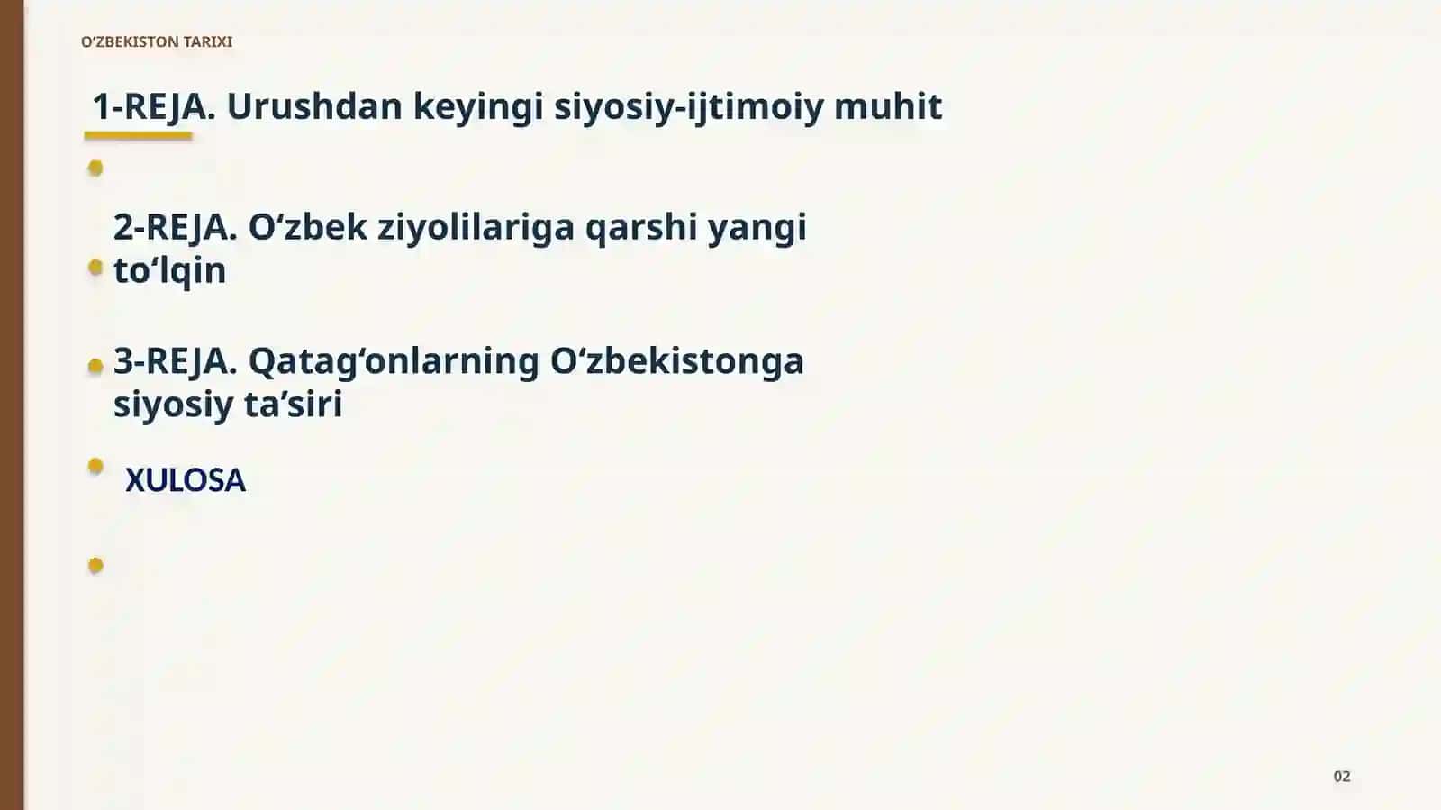 Qatag‘onlarning O‘zbekistongasiy ta’siri (O‘zbekiston tarixi fanidan) 2