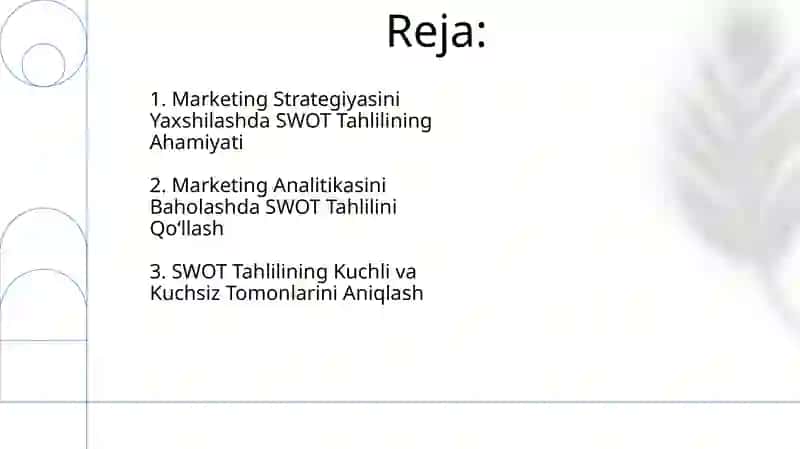 Marketing analitikasida SWOT tahlil 2