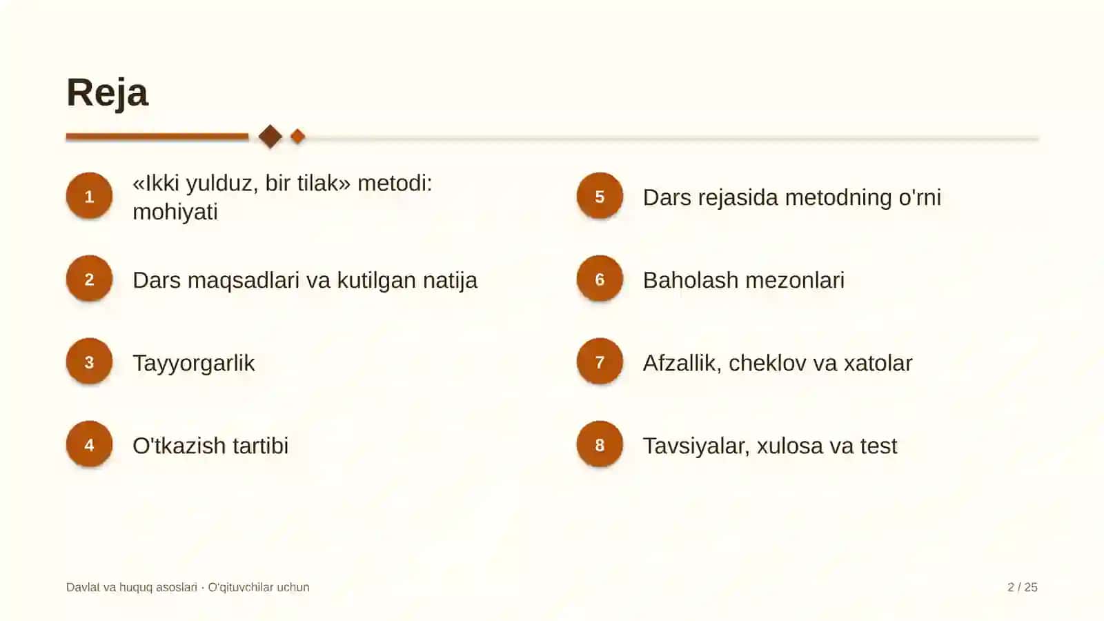 davlat va huquq asoslari darslarida ikki yulduz bir tilak metodidan foydalanish 9304 2