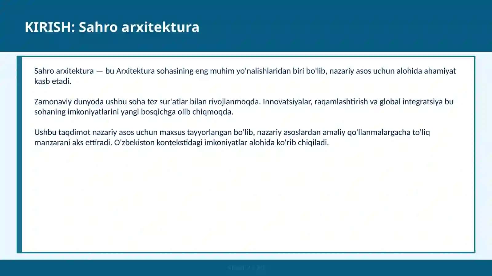 Sahro Arxitektura 2