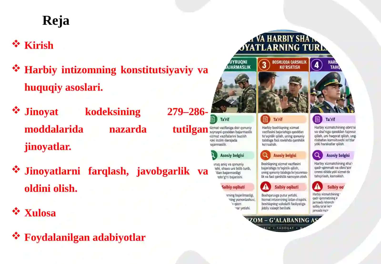 Bo‘ysunish va harbiy sha’nga rioya etish tartibiga qarshi jinoyatlar 2