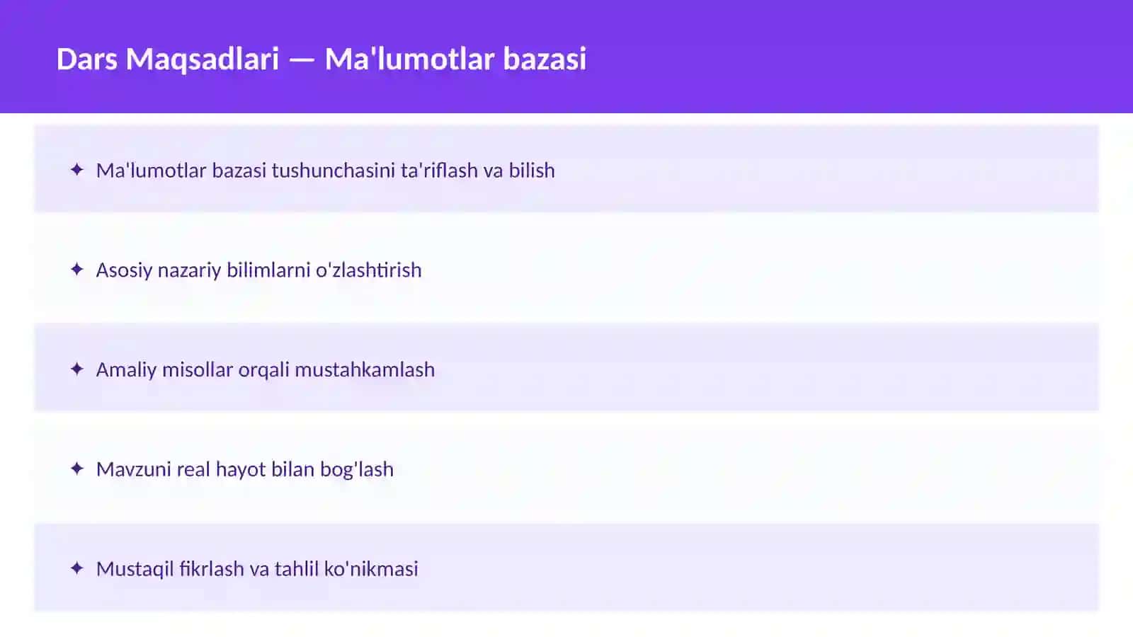 O'qituvchilar va talabalar uchun dars ishlanma 2