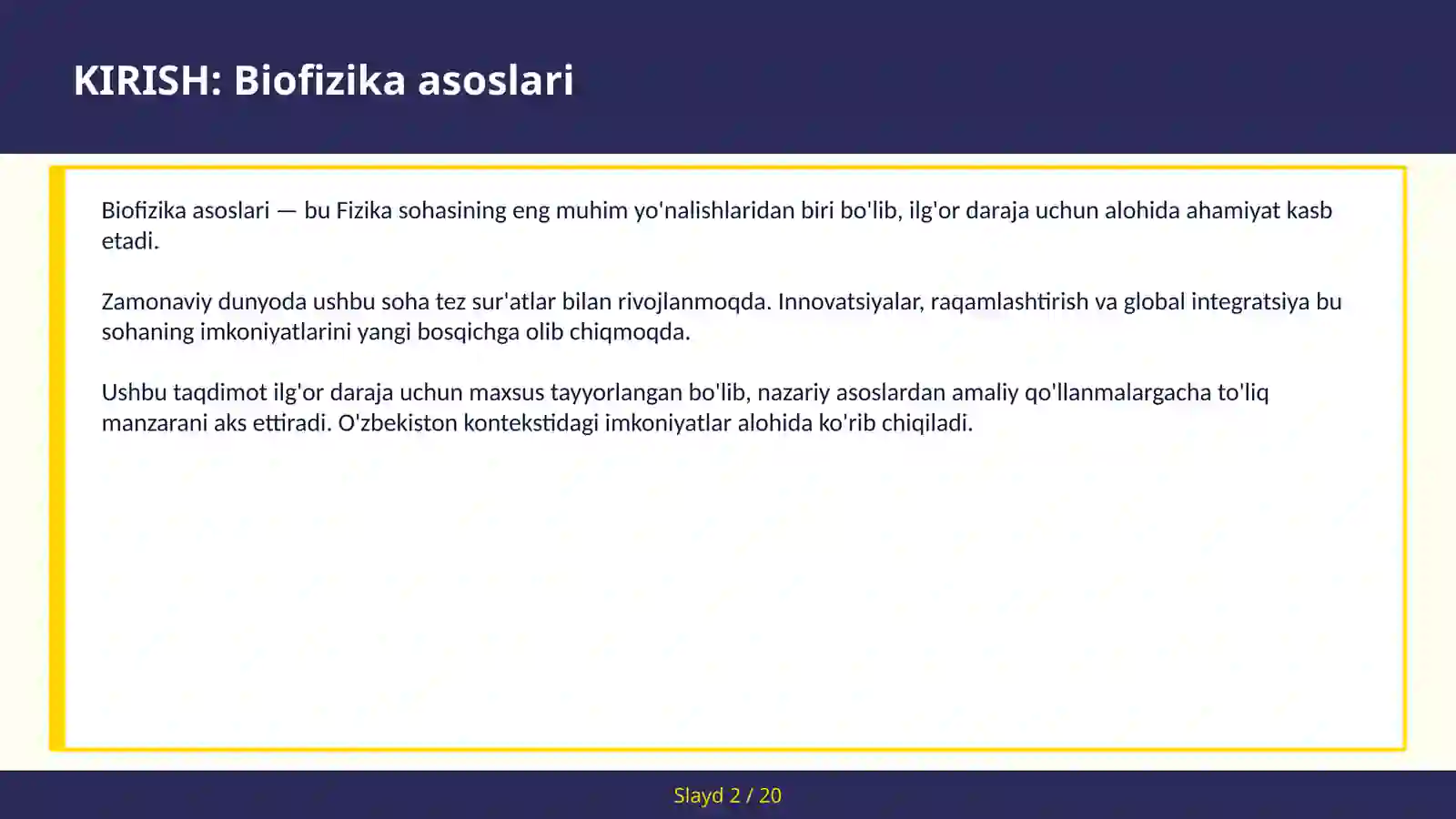 BIOFIZIKA ASOSLARI 2