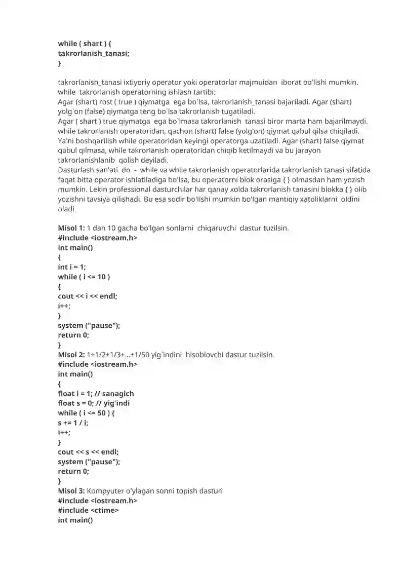 while() operatori haqida 2