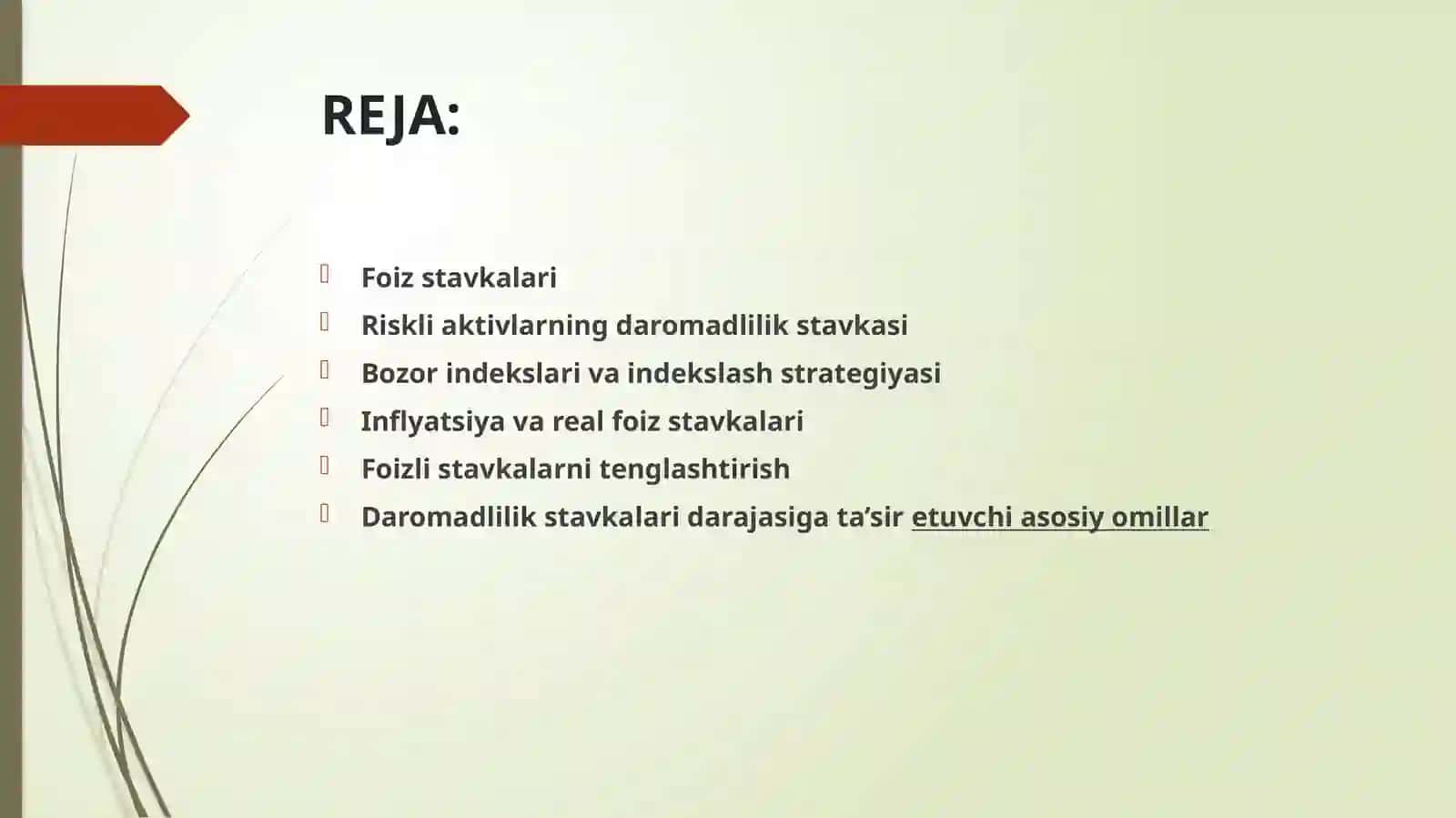 Moliya bozori indikatorlarini baholash 2