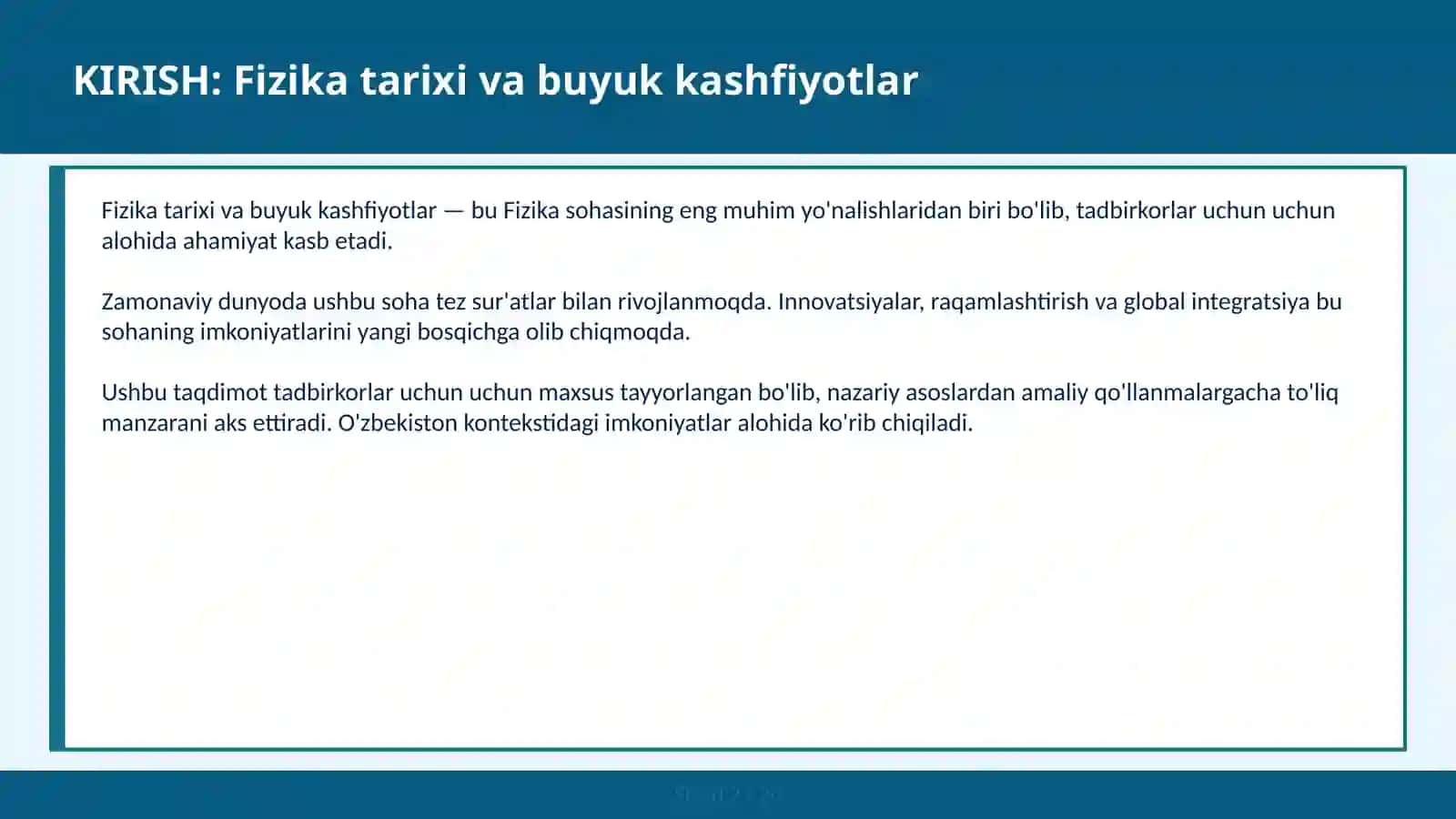 FIZIKA TARIXI VA BUYUK KASHFIYOTLAR 2
