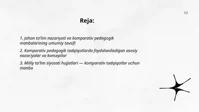 Komparativistik pedagogika fanidan tayyorlagan mustaqil ish 2