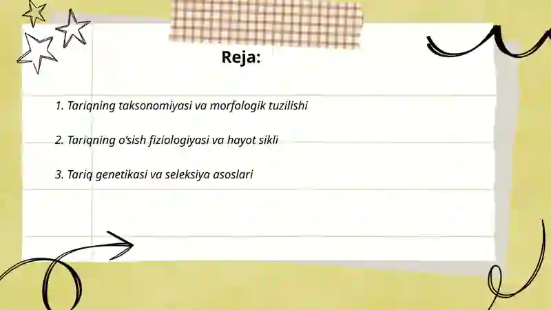 Tariq biologiyasi va yetishtirish texnologiyasi 2
